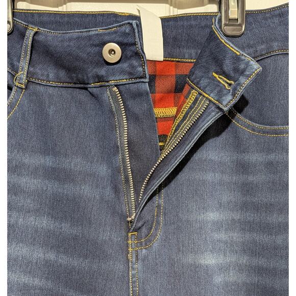 Halara Jeans Womens Medium Wide Leg Blue High Rise Pocket Fleece Lined New - Picture 6 of 9